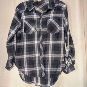 Love Notes Navy and White Plaid Shirt